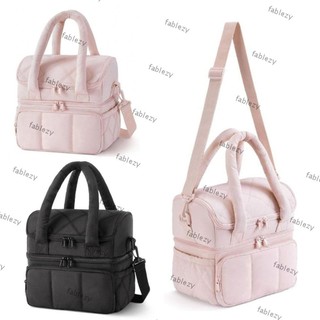 FABLEZY Lunch Bag, Large Capacity Waterproof Lunch Box, Upgraded  Double Deck Leakproof Insulated Puffer Tote Office