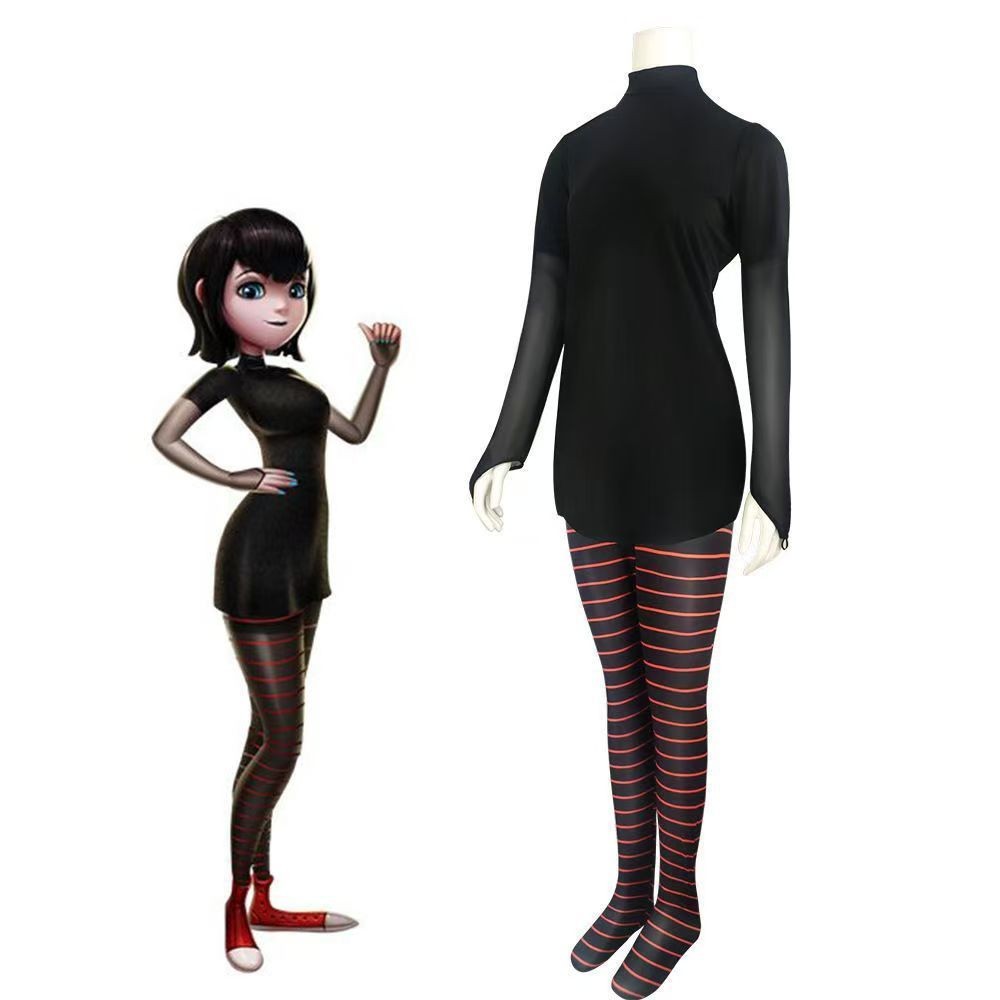 Mavis เครื่องแต่งกายสีแดงสีดําลาย Pantyhose Elf โรงแรม 4cosplay เครื่องแต่งกายหญิงฮาโลวีน cos เครื่อ
