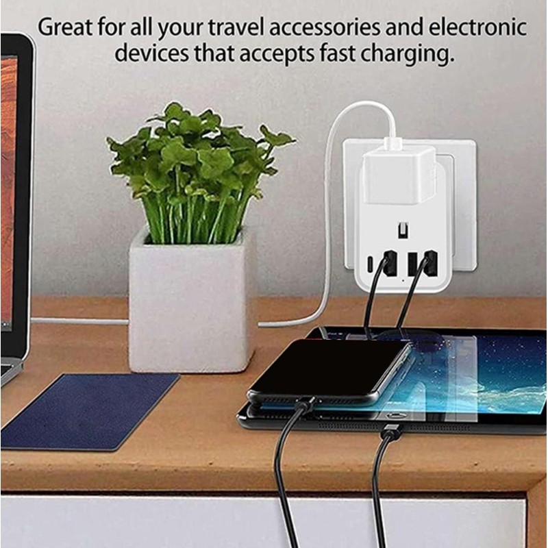 Amon International Travel Adapter US Europe UK DE Power Plug Adapter พร้อม 3 USB