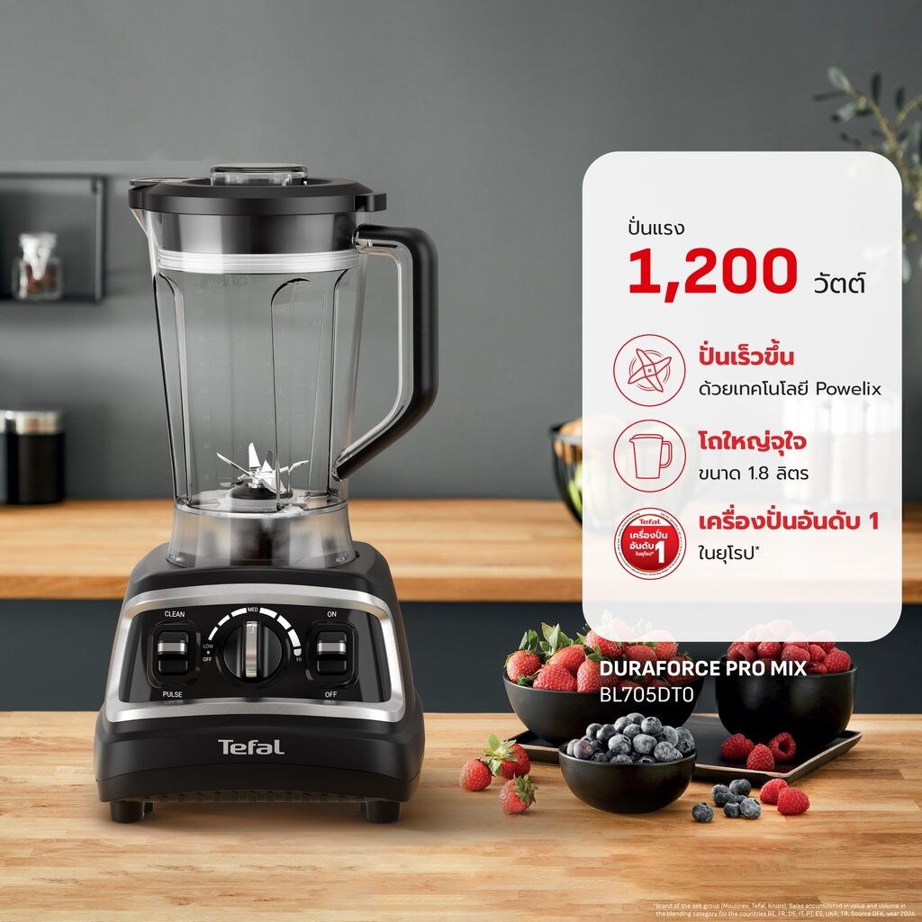 TEFAL DURAFORCE PRO MIX เครื่องปั่นพลังสูง DURAFORCE PRO MIX รุ่น BL705DT0 / รับประกัน 2 ปี