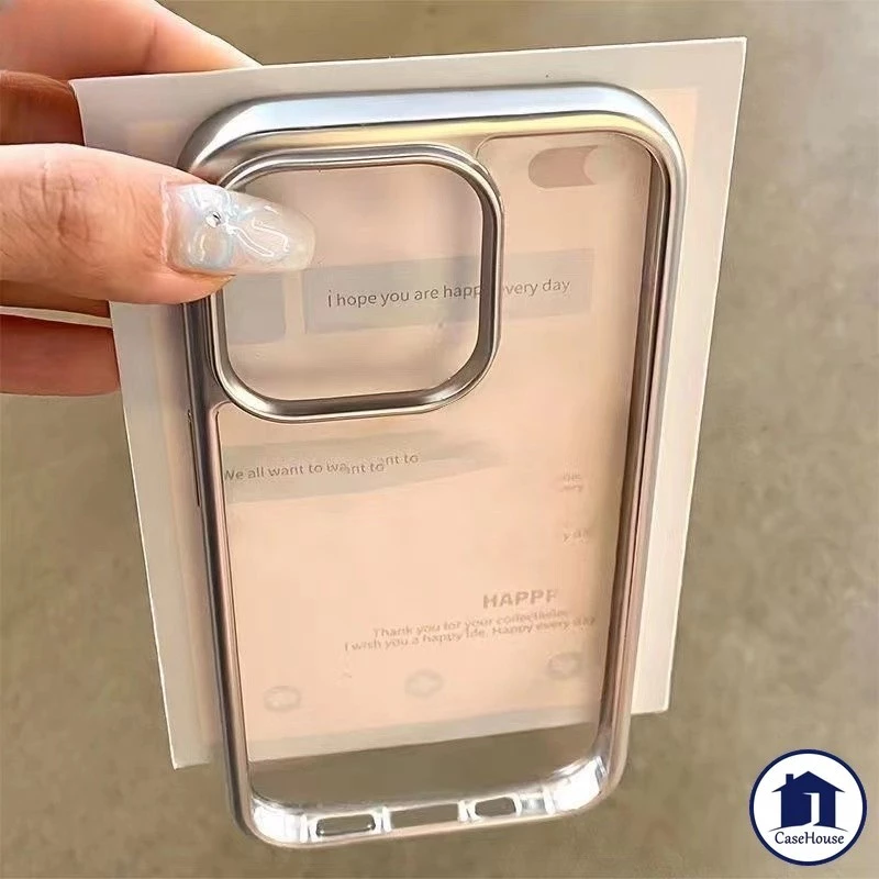 การชุบที่หรูหราเคสใสเรียบง่ายเข้ากันได้สำหรับ IPhone 16 17 11 15 13 14 12 Pro Max XR 7 8 Plus X XS SE 2020 15 14Plus