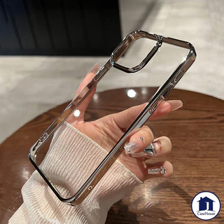 การชุบที่หรูหราเคสใสเรียบง่ายเข้ากันได้สำหรับ IPhone 16 17 11 15 13 14 12 Pro Max XR 7 8 Plus X XS SE 2020 15 14Plus