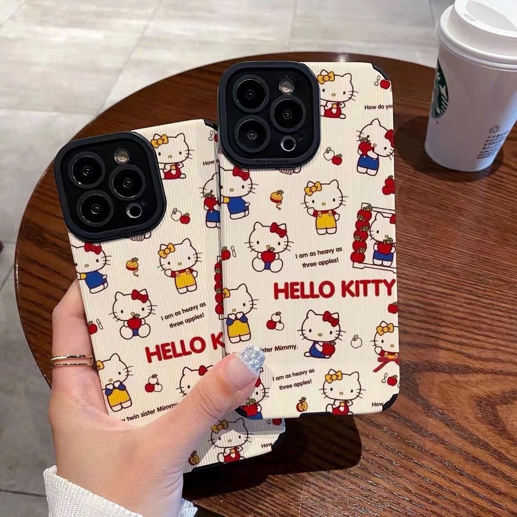 เหมาะสําหรับ iPhone 11Pro MAX 14 PRO MAX 11 12/6/7/8/plus/15/16promax XR Xmax การ์ตูน KT แมวเคสโทรศัพท์รวมทุกอย่างหนังแกะกันกระแทกนุ่ม