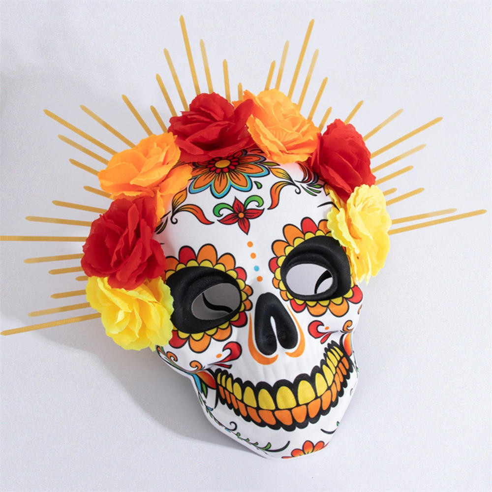 1 ชิ้นเม็กซิกัน Skull Eyemask Day Of The Dead Mask กระดาษน้ําตาล Skull Mask Full Face Mask พร้อม String Halloween Party Supplies