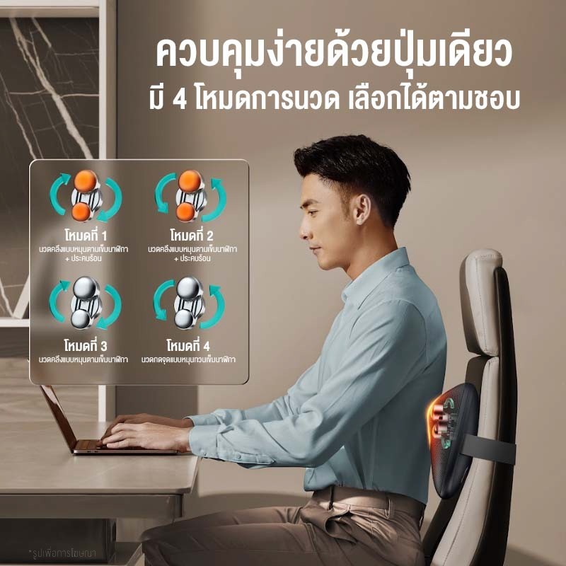 Philips Massage Pillow เครื่องนวด หมอนนวด เครื่องนวดไฟฟ้า นวดคอ หลัง เบาะนวดอเนก ประสงค์ พร้อมระบบความร้อน PPM3307 - รูปที่ 4