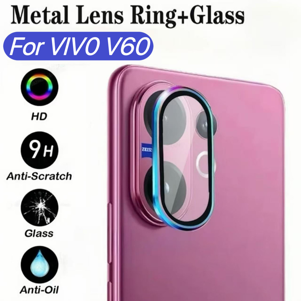 ฟิล์มกล้อง For Vivo V60 5G V50lite V50 Y29 4G Y200 กันรอยกล้อง วงแหวนขอบโลหะ ตัวป้องกันฝาครอบเต็ม กระจกนิรภัย ป้องกันรอย