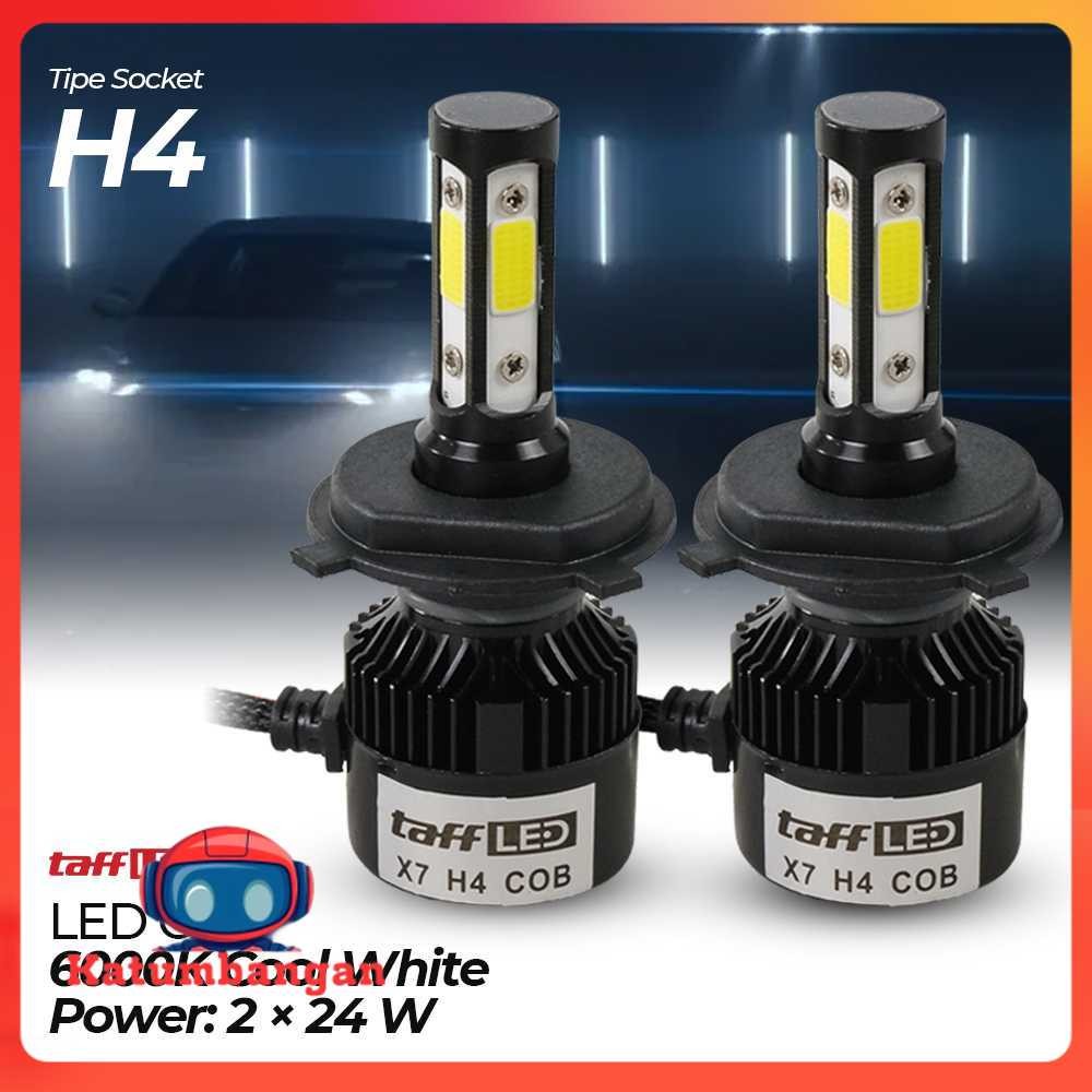 TaffLED X7 ไฟหน้ารถ LED COB ไฟหน้า H4 Cool White 2 ชิ้น - 75818-4CN