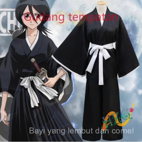 Melayu HZG อะนิเมะ Bleach Kuchiki Rukia คอสเพลย์เครื่องแต่งกายผู้หญิงฮาโลวีน Kuchiki Rukia คอสเพลย์เ