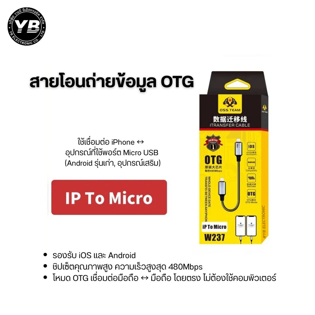 สาย OTG OSS TEAM W237 กู้ข้อมูล โอนย้ายไฟล์ เชื่อมต่อมือถือเข้าหากัน