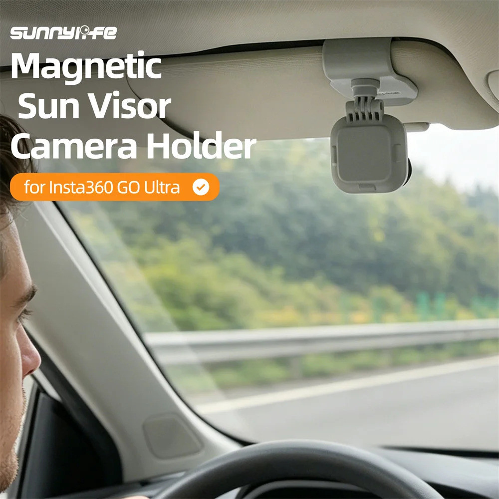 Sunnylife Magnetic Car Sun Visor Mount สําหรับ Insta360 GO Ultra ที่วางกล้อง 360°หมุน180° อุปกรณ์ที่