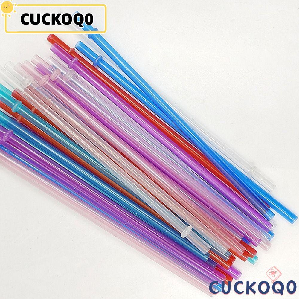 CUCKOQ0 1PC Glitter พลาสติก Straw พร้อมแปรงทําความสะอาด พกพาสะดวก ใช้ซ้ําได้ สําหรับ Milk Tea/กาแฟ 40oz/30oz/20oz