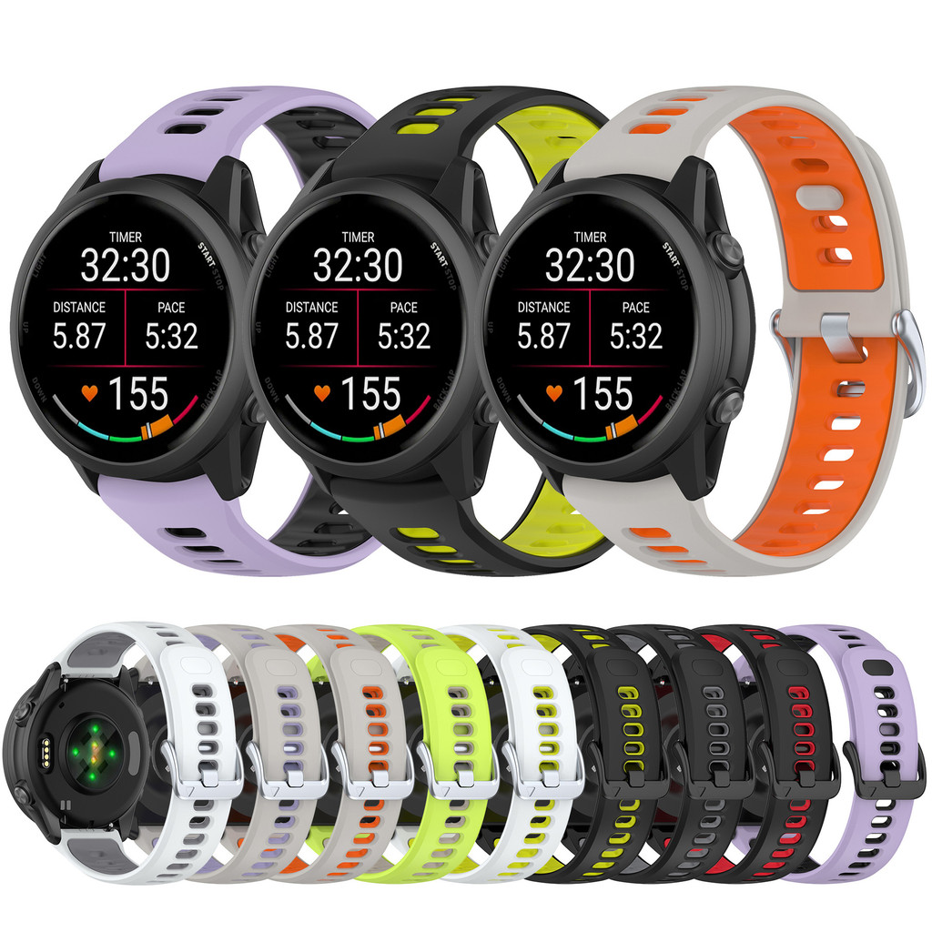 เหมาะสําหรับสายรัด Garmin Garmin Garmin Forerunner970 สายซิลิโคน FR970 สายรัดข้อมือสองสีสไตล์เดียวกั