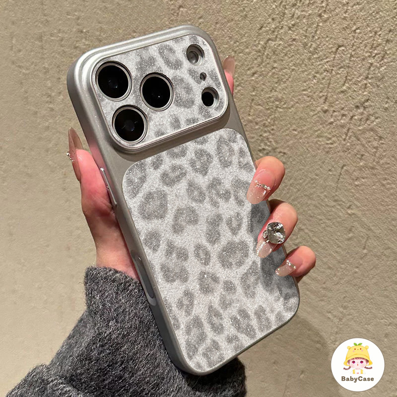 เคสโทรศัพท์ลายเสือดาวสีเทา เคสไอโฟน17 เหมาะสำหรับ IPhone 15 11 12 17 13 14 16 Pro Max 14 15 16 Plus Air