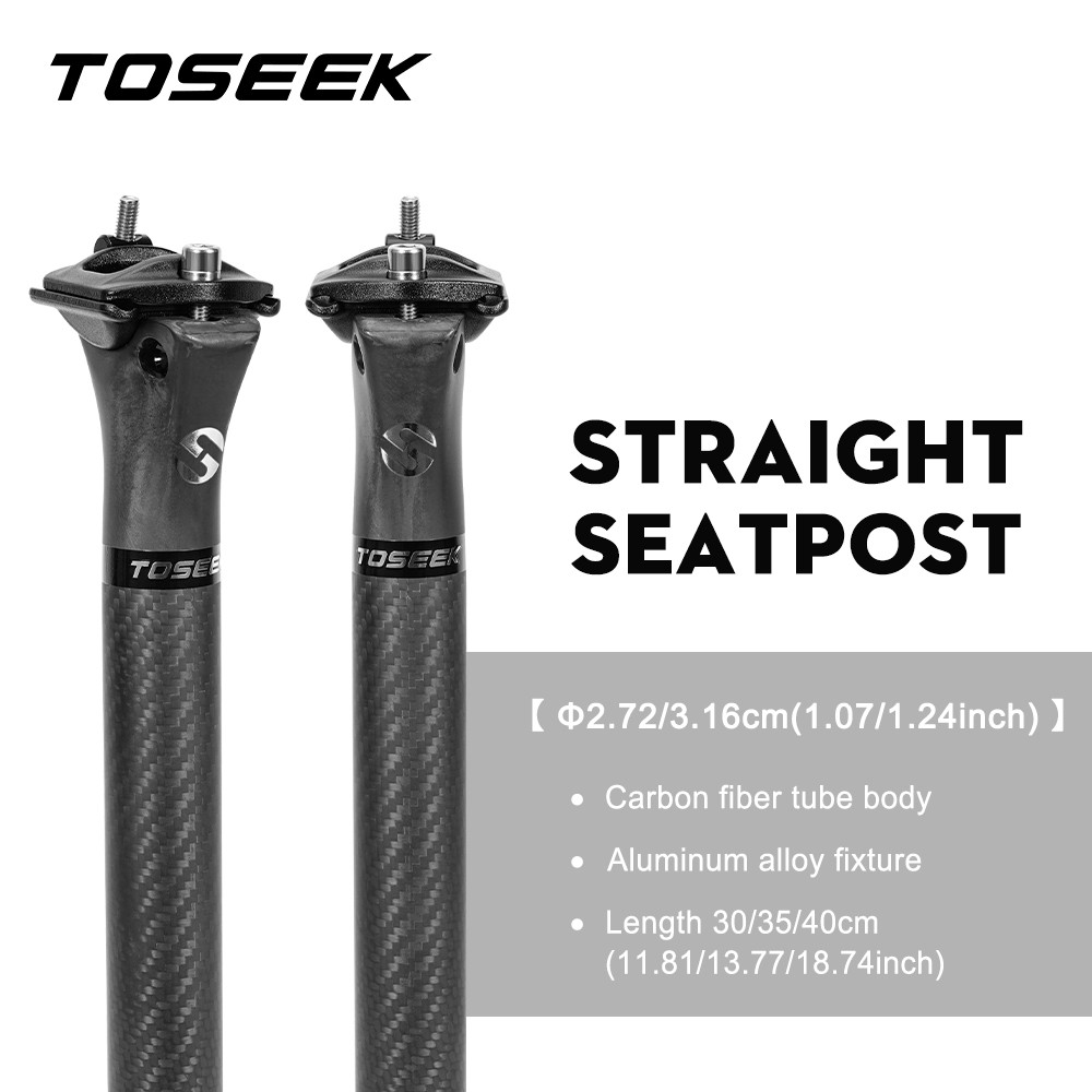 TOSEEK คาร์บอน Seatpost MTB/จักรยานเสือหมอบ Seatpost 27.2/31.6 มม.ท่อที่นั่งจักรยานเสือภูเขาที่นั่ง Offset 0 มม.อุปกรณ์ขี่จักรยาน