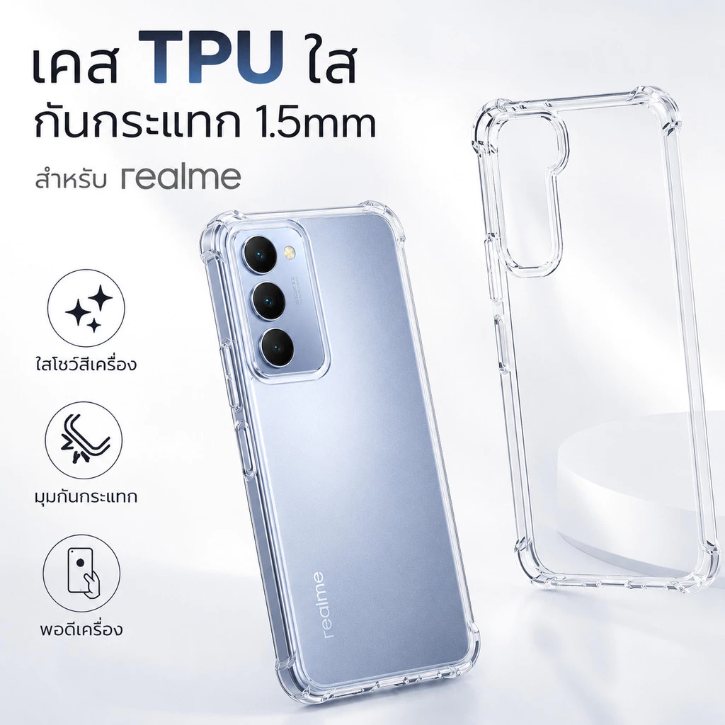 เคสใสกันกระแทก Realme c30/c30s C20/ C11/realme9i C12 C15 C17 C21Y C25S/narzo50i/5/6/c3/5s/7i/realme6pro
