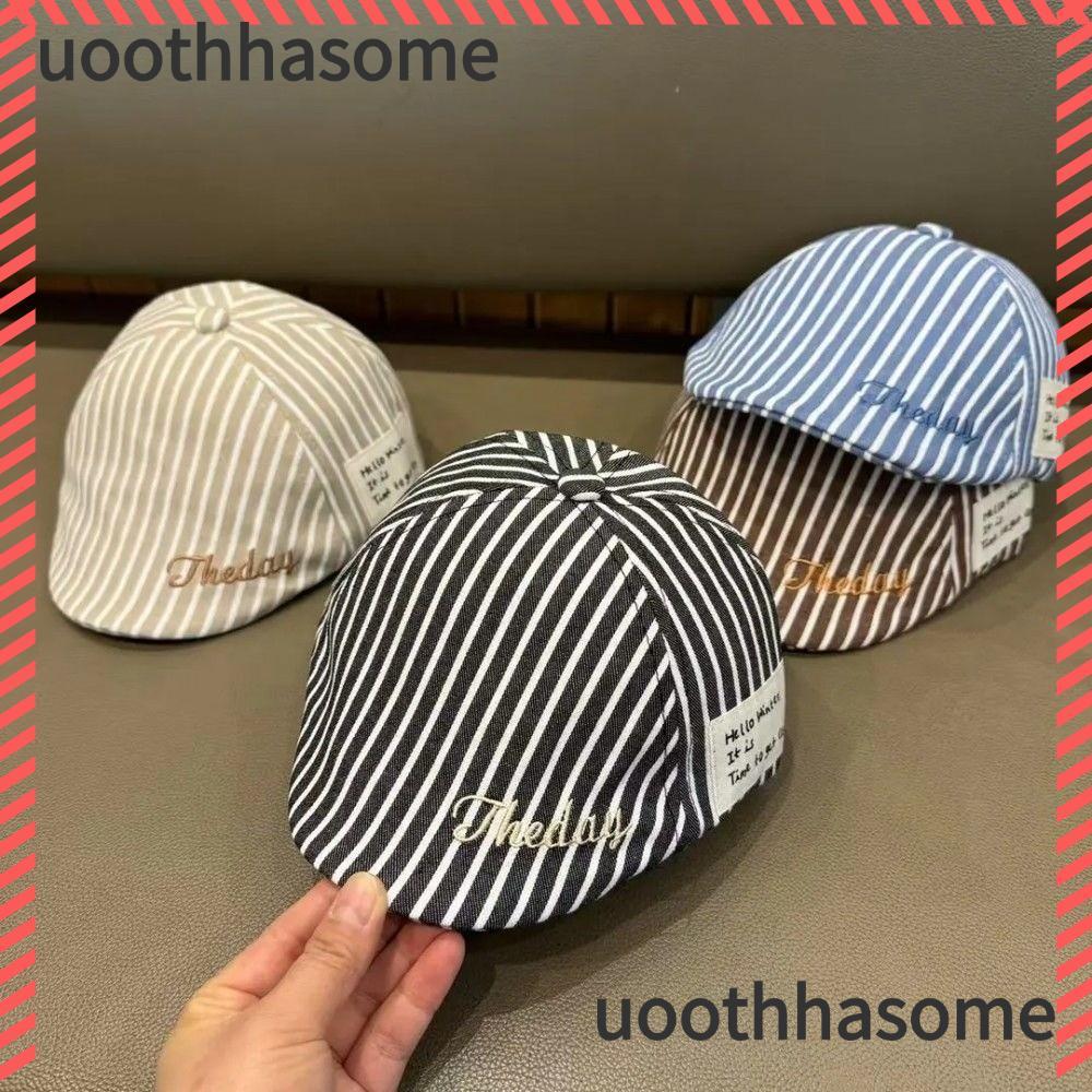 UOOTHASOME หมวกเด็ก Beret, Vintage ลายออกแบบ Newsboy หมวก, แฟชั่นสั้น Brim ปรับตัวอักษรเย็บปักถักร้อย Peaked หมวกสําหรับ 5 ถึง 24 เดือนเด็ก