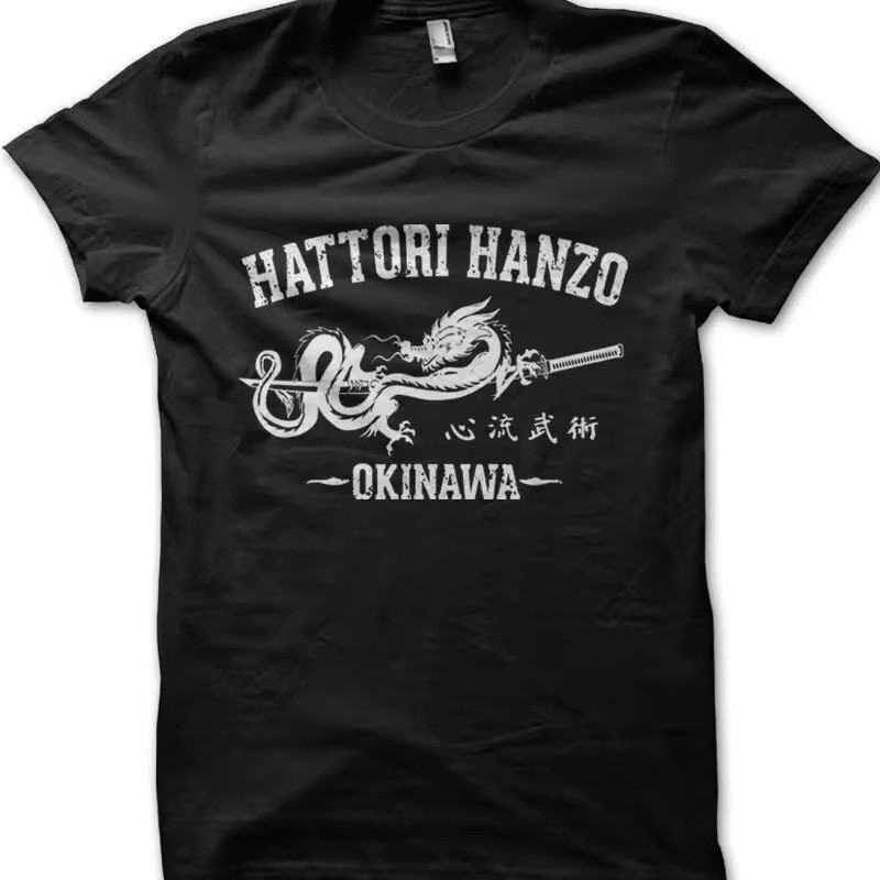 [มีสินค้า] เสื้อยืดลายดาบคาตานะซามูไรญี่ปุ่น Hatori Banzo Kill Bill สีดำ-น้ำเงิน ชุดลำลอง