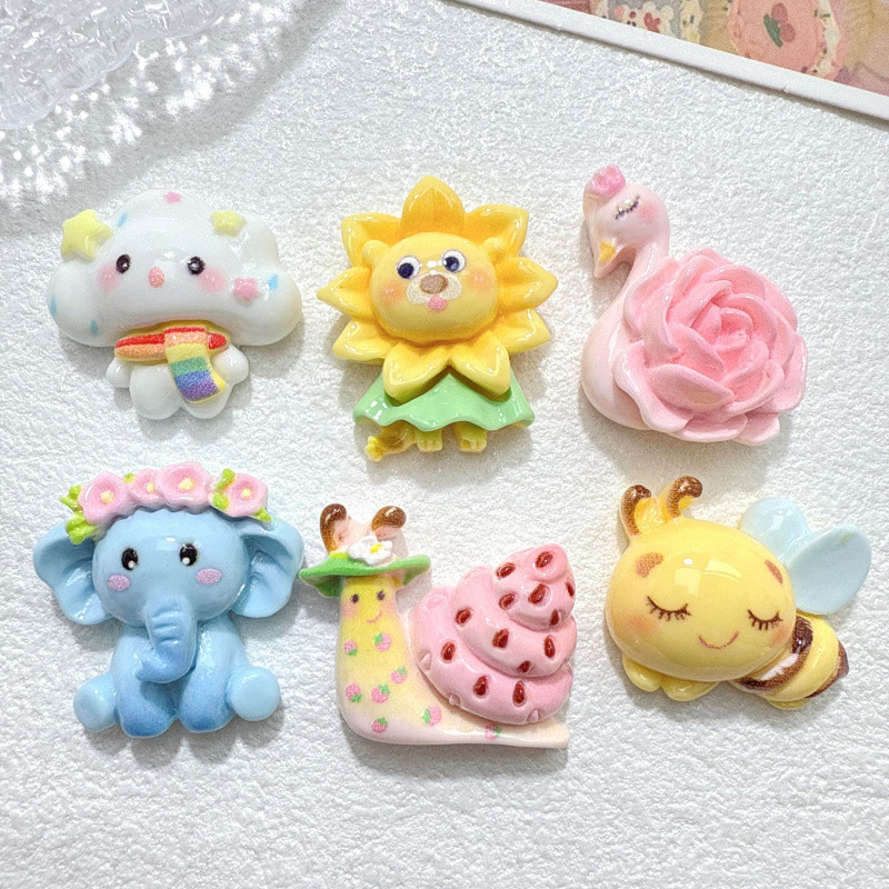 DIY อุปกรณ์เรซินดอกไม้ Bee Swan Snail DIY ครีมกาวเคสโทรศัพท์อุปกรณ์ตกแต่ง DIY เด็ก Hairpin Handmade อุปกรณ์เสริม