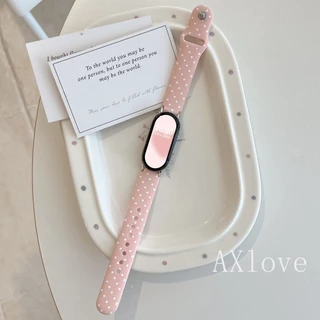 Soft Polka Dot พิมพ์สายรัดซิลิโคนสําหรับ Xiaomi Mi Band 10 9 8 7 pro 6 5 4 3 NFC สร้อยข้อมือสําหรับ Redmi Watch 6 5 4 สายรัดข้อมือ