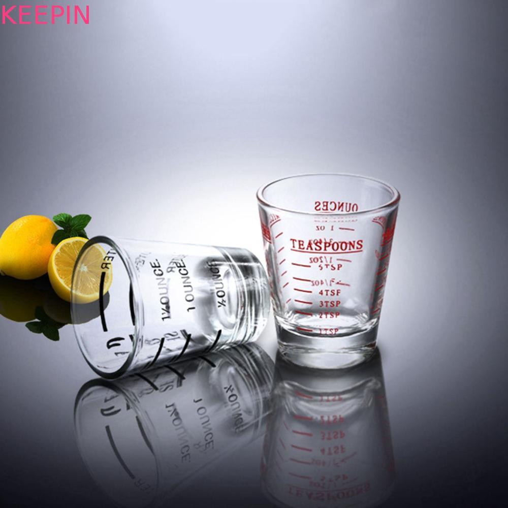KEEPIN Jigger 1.5oz/45ml กาแฟพร้อมสเกลแก้วช็อตทนความร้อน