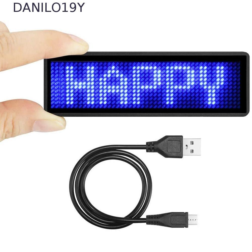 DANILO19Y LED Name Badge หลายภาษาชาร์จ Multi-program Mini Insignia Digital LED Badge