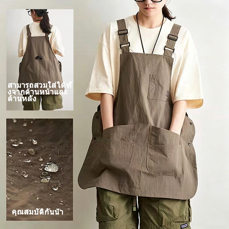 🚚จัดส่งจากประเทศไทย ผ้ากันเปื้อนผ้ากันเปื้อนครัวผ้ากันเปื้อนทําอาหารร้านกาแฟผ้ากันเปื้อนระบายอากาศ ไม่จํากัดเพศ