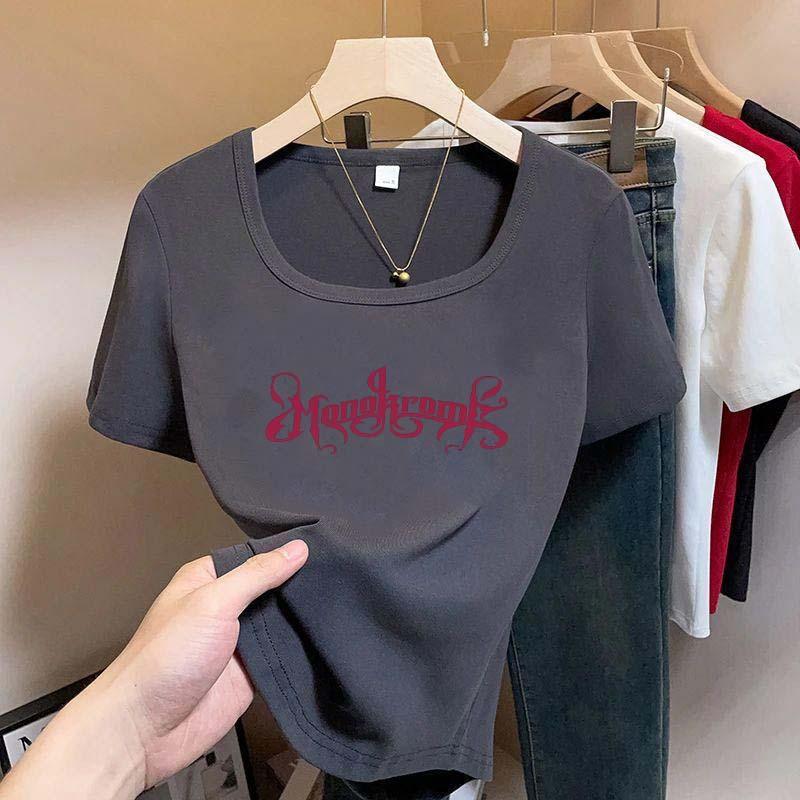M-4XLเสื้อเบลาส์สไตล์ฤดูร้อน เสื้อฮาวายผู้หญิงลายมินิมอล เสื้อ คอ ยู เข้า รูป เสื้อยืดแขนสั้นพิมพ์ลาย เนื้อผ้าสบาย เสื้อ