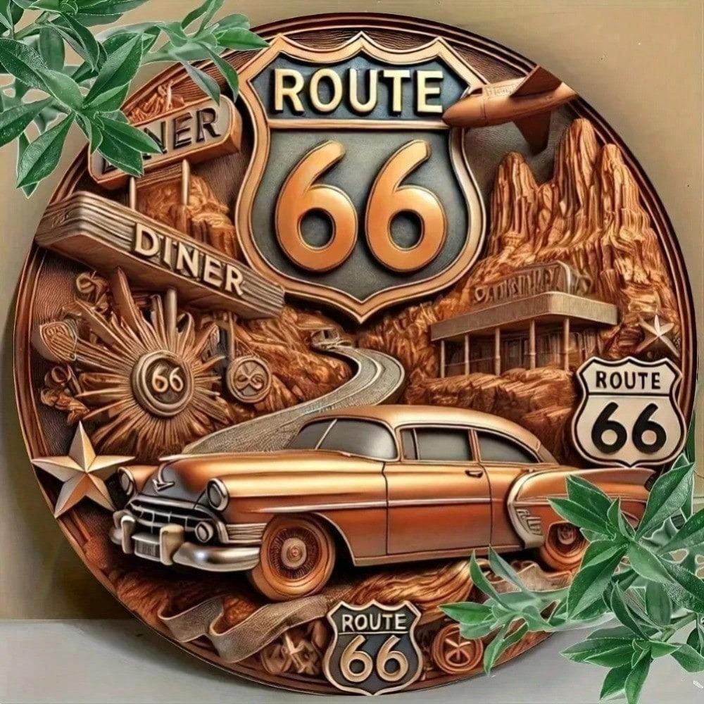 CIFbuy Vintage Route 66 ป้ายโลหะ,ตกแต่งผนังย้อนยุคสําหรับโรงรถบาร์คาเฟ่
