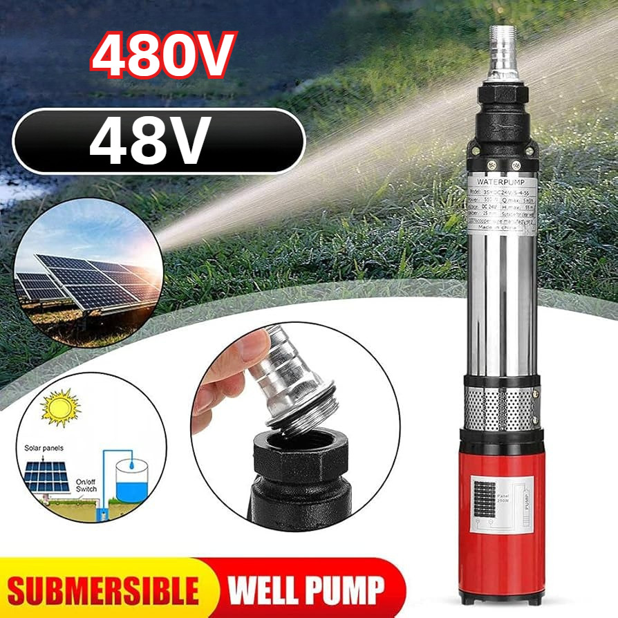 ปั๊มบาดาล 2in1 48V 480W 6 ใบพัด ปั๊มแช่โซล่าเซลล์ ปั๊มดูดน้ำลึก ปั๊มน้ำบาดาล ปั๊มจุ่ม ส่งน้ำไกล พร้อมสายไฟ