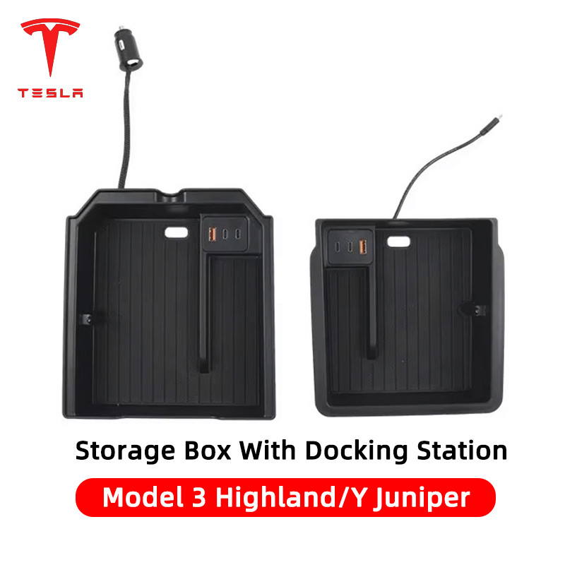 🚚จัดส่งจากไทย🚚กล่องเก็บของคอนโซลกลาง สำหรับ Tesla Model 3 Highland New Y Juniper พร้อมฮับชาร์จ USB Type-C
