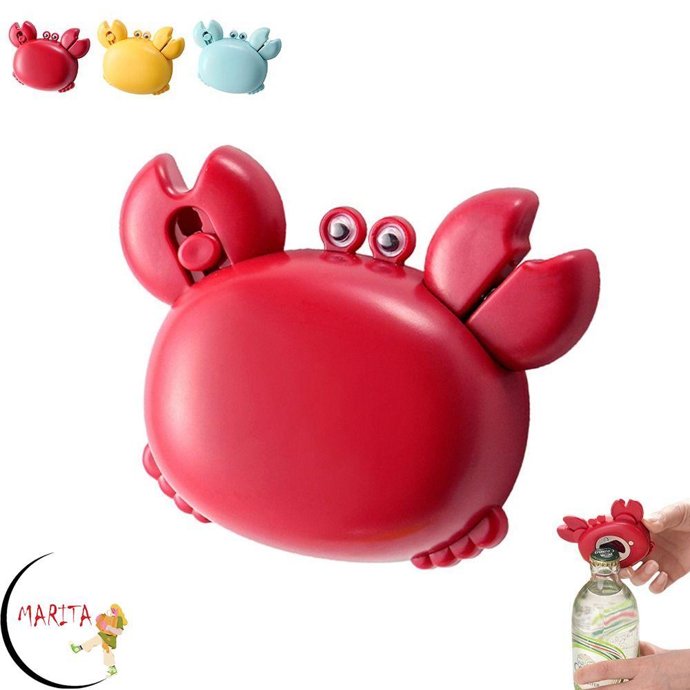 MARITA Crab ที่เปิดขวด 4-in-1 พร้อม Mini Scissors&Box Cutter ที่เปิดขวดแม่เหล็ก, การ์ตูนสร้างสรรค์ปู