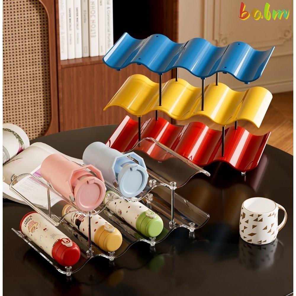 BALM ชั้นวางถ้วยหลายชั้น, ที่ใส่บาร์ Waveform ถ้วยจัดเก็บ, ที่วางแก้วเดสก์ท็อปประหยัดพื้นที่สีสันสดใสที่ทันสมัยสํานักงาน