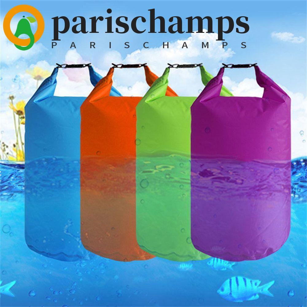 Parischamps กันน้ําแห้งกระเป๋ากลางแจ้งน้ํากีฬา Trekking กระเป๋า 5/10/20/40/70L สําหรับพายเรือกันน้ําล่องแก่งกระเป๋า