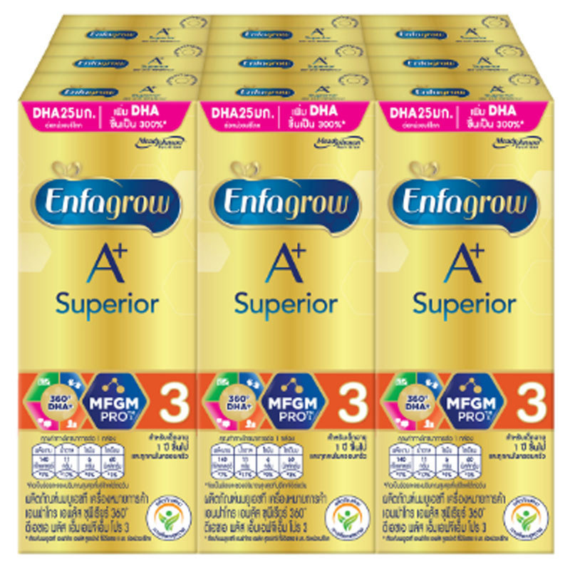 เอนฟาโกร3เอพลัสซุพีเรียร์ 180มล. แพค 9 Enfagrow 3 A Plus Superior 180ml. Pack 9 [หมายเลขบาร์โค้ด 8850024108600 ] ราคาถูก Shopee Lazada