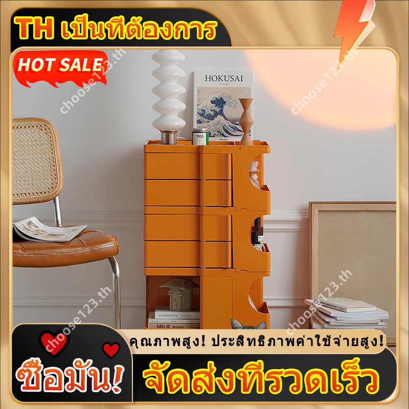 Nordic หมุนจัดเก็บ Locker Movable พลาสติกขนม Multi-Layer Locker Influencer ห้องนอนโต๊ะข้างเตียง W77E