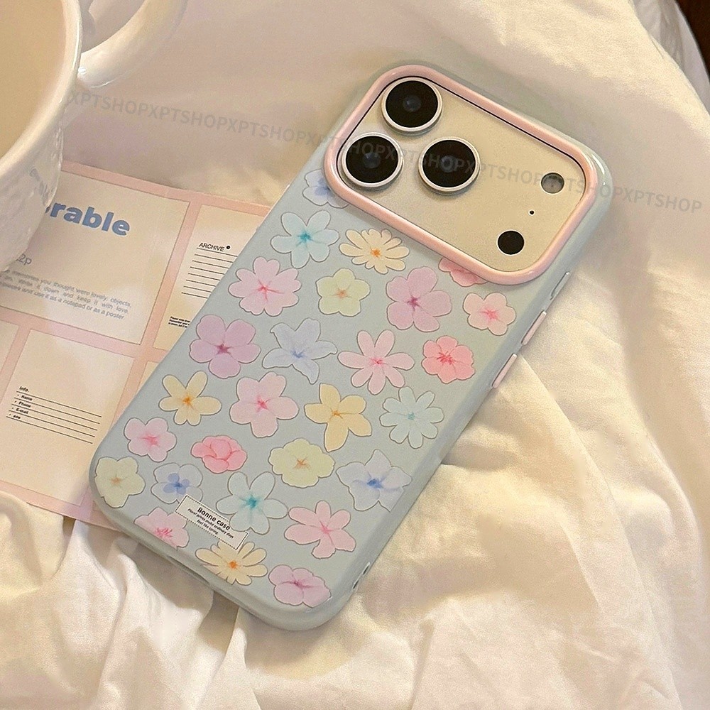 ดอกไม้ที่มีสีสันเคลือบเงากรณีโทรศัพท์อ่อนสําหรับ ไอโฟน 17 มือโปร สูงสุด 16 บวก 15 14 13 12 11 กันกระแทกป้องกันปลอก