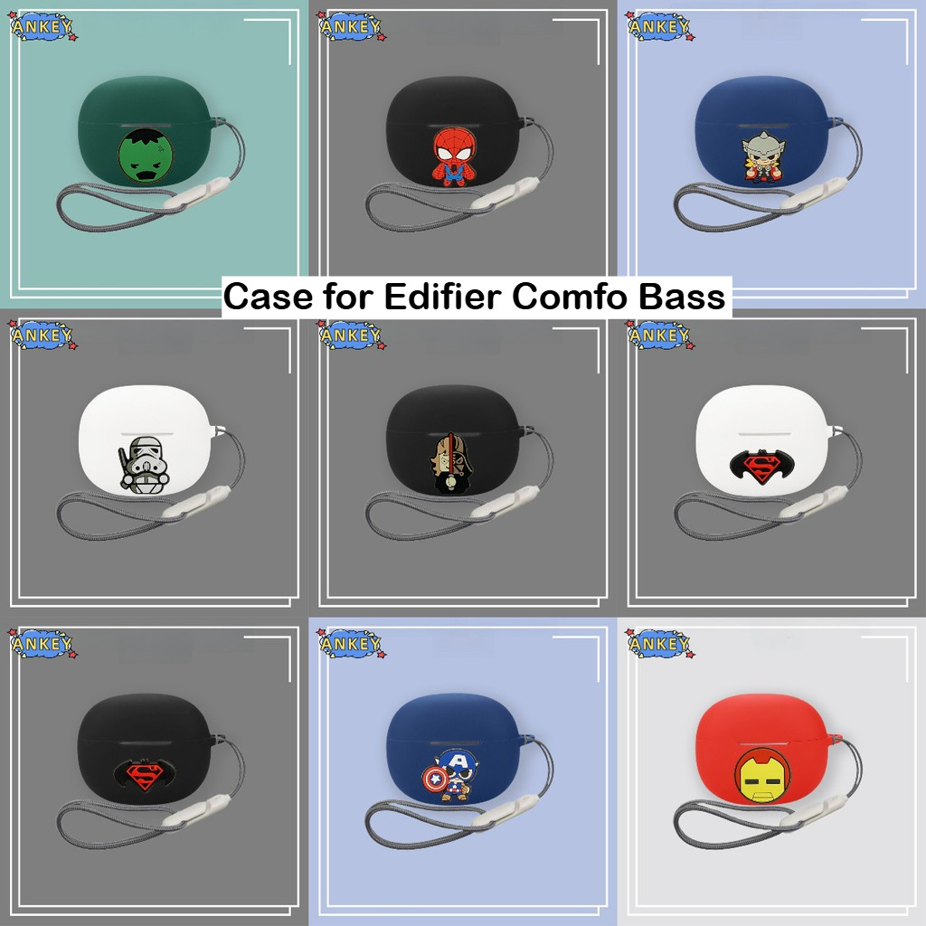 Case for Edifier Comfo Bass Earphone Silicone Case Earbuds Boy Cool Waterproof Shockproof Soft Protective Headphone Cover Headset Skin with Hand Strap