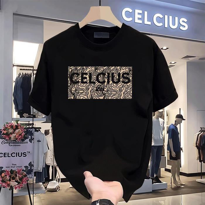 CELCIUS ผู้ชายและผู้หญิงเสื้อยืดผ้าฝ้ายหวี 24S เสื้อยืด Oversize Streetwear Distro ลําลองแฟชั่นแขนสั้นทุกวันชุด Hangout อินเทรนด์ Unisex