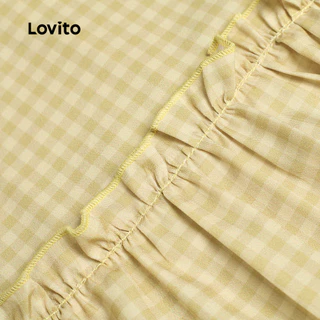Lovito เดรสสีเหลืองสง่างาม ชายระบาย ซิป ฤดูร้อน/ฤดูร้อน สําหรับผู้หญิง LK6ED230