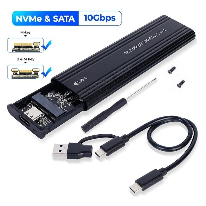 10Gbps M2 SSD กรณี NVME SATA Dual Protocol M.2 ถึง USB Type-C SSD Enclosure อะแดปเตอร์ NVMe SATA ฮาร์ดดิสก์ภายนอกกล่อง