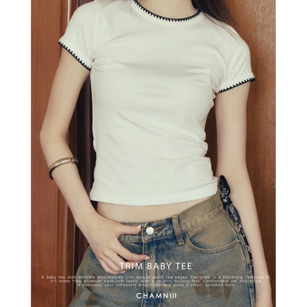 เสื้อแขนสั้น CHAMNIII รุ่น TRIM BABY TEE
