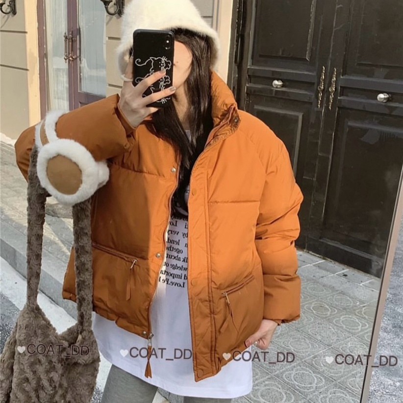 Coat DD 🧡 Zipper Puffer Copped สีคาราเมลหรือส้มอิฐ