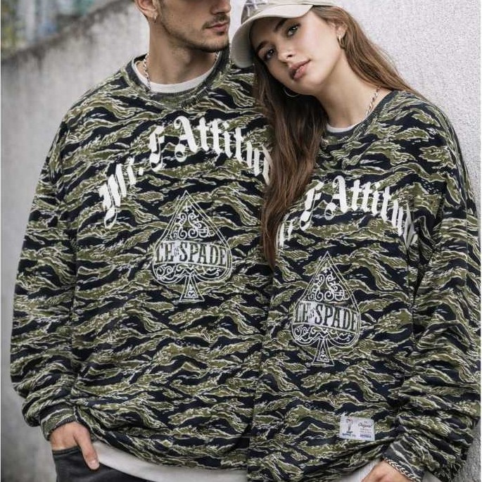 เสื้อสเวตเตอร์ คอกลม Camo Tiger Band MotorHead Mc.F supply co
