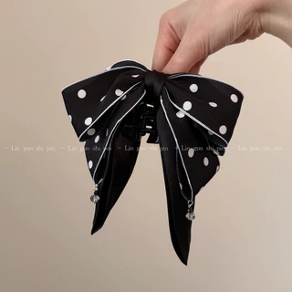 Polka Dot Bow ผ้าหางม้าคลิปหญิงที่สวยงาม Gripping คลิป