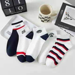 sy shop899 ถุงเท้าผู้ชายข้อสั้น ถุงเท้าแฟชั่นเกาหลี (5ลาย/10คู่) [COD]