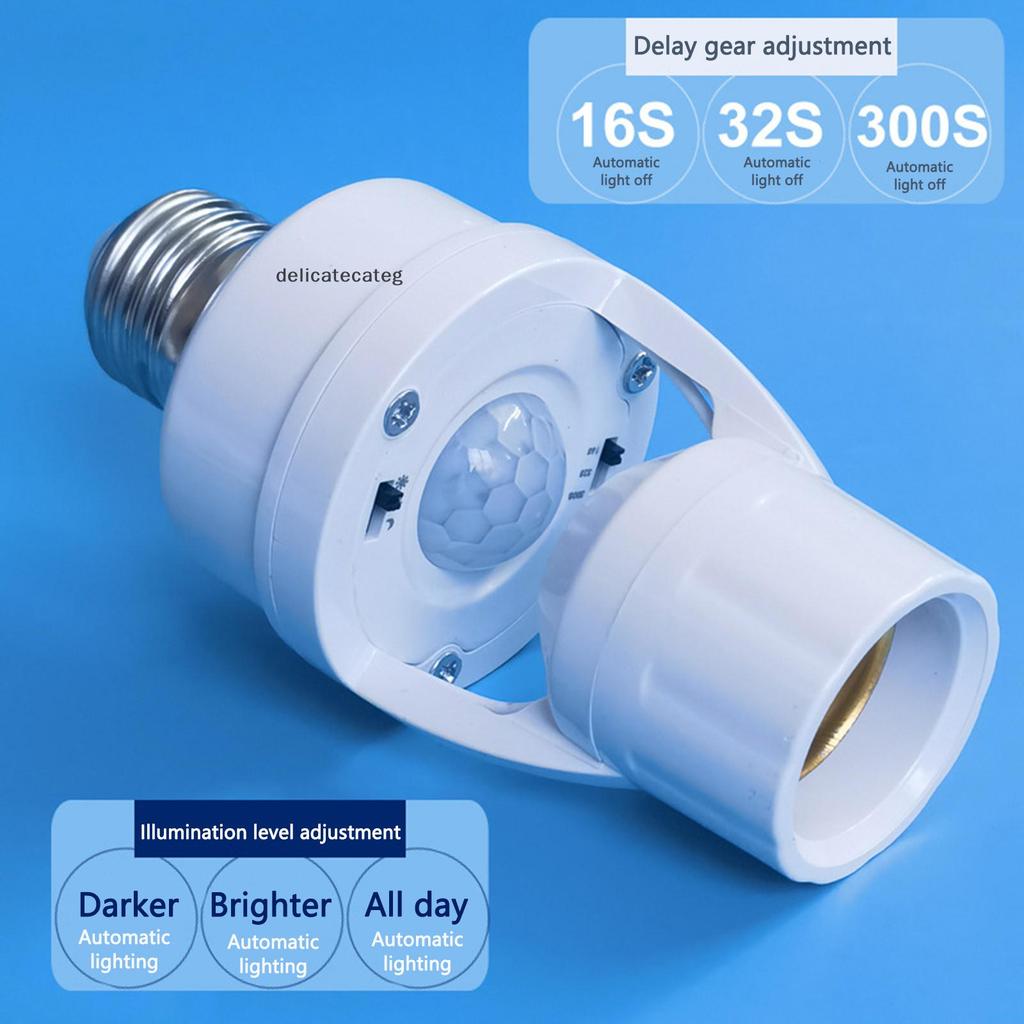 Delicateg 360 องศา Human Induction Motion Sensor โคมไฟ Soet ฐาน AC85-265V Delay Time Switch E27 ฐานผู้ถือ Soet อะแดปเตอร์ใหม่