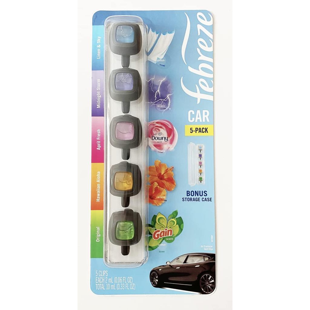 น้ําหอมปรับอากาศในรถยนต์ Febreze ชุด 5 คลิป กลิ่น Gain Island Fresh และ Original Gain Scent