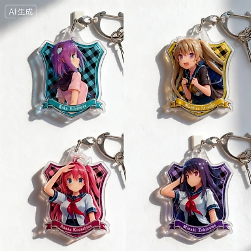 พวงกุญแจอนิเมะ Aokana Four Rhythm ข้ามสีฟ้า Mica อะคริลิคพิมพ์คุณภาพสูง Asuka Misaki Mashiro Rika ตัวอักษร 6 ซม.
