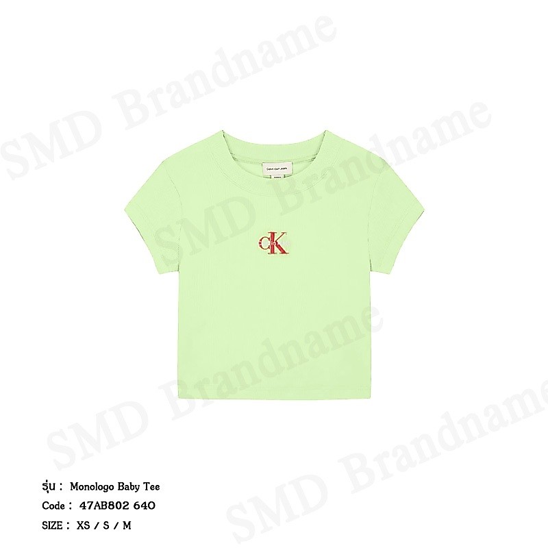 Calvin Klein Jeans เสื้อครอปผู้หญิง รุ่น Monologo Baby Tee Code: 47AB802 64O