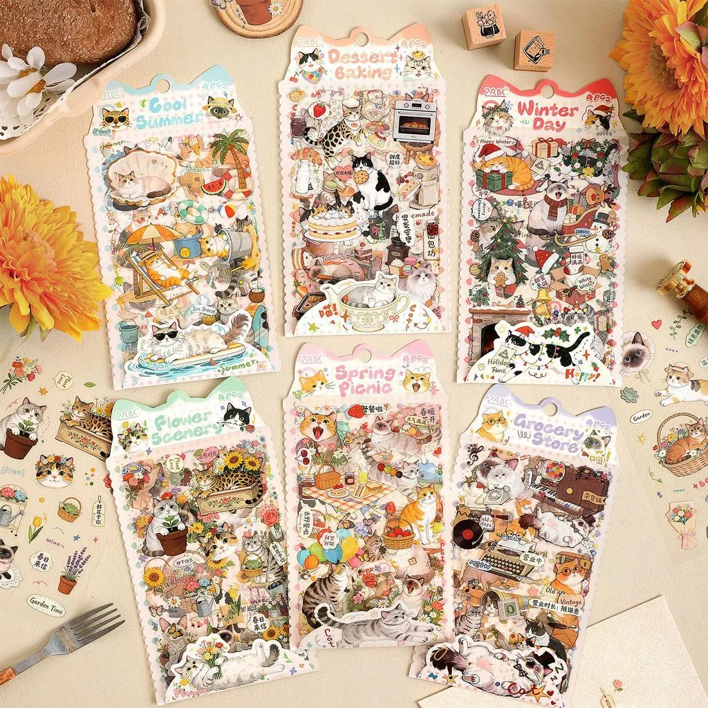 Journamm 4 แผ่น Journaling สติกเกอร์ Junk Journal อุปกรณ์หัตถกรรม Planner Collage การ์ดอัลบั้มสมุดภาพสติกเกอร์